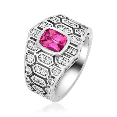 1.20 Carat Pink Sapphire Ring with .54 ct. t.w. Diamonds in 18kt White Gold