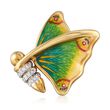 C. 1980 Vintage .20 ct. t.w. Diamond Butterfly Pin with Multicolored Enamel in 18kt Gold