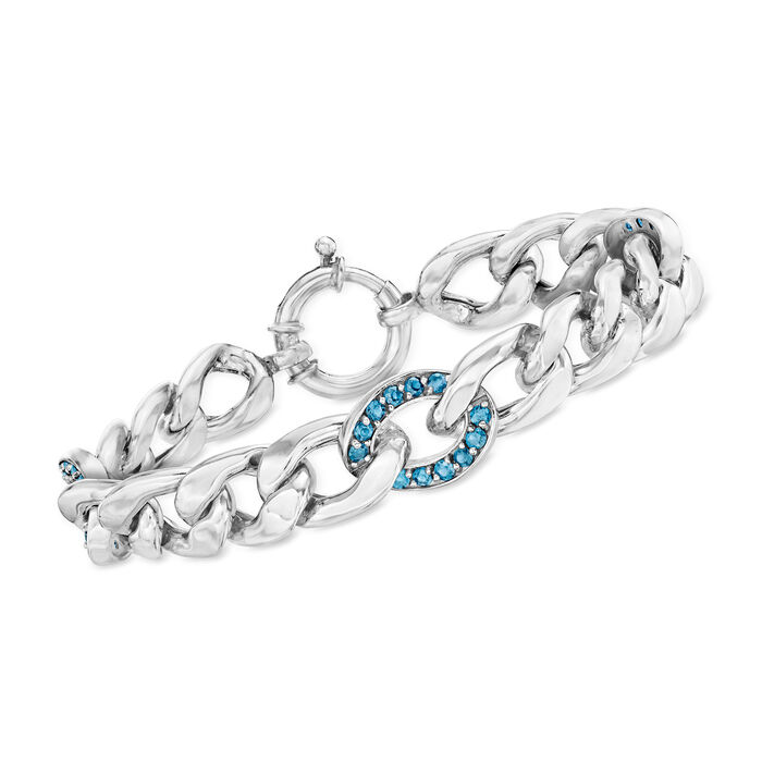 1.40 ct. t.w. London Blue Topaz Curb-Link Bracelet in Sterling Silver