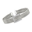 ALOR Jewelry Set: Five Stainless Steel Cable Cuff Bracelets with .25 ct. t.w. Diamonds in 18kt White Gold