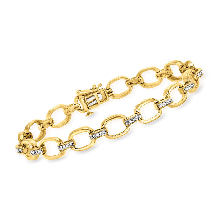 .50 ct. t.w. Diamond Paper Clip Link Bracelet in 18kt Gold Over Sterling