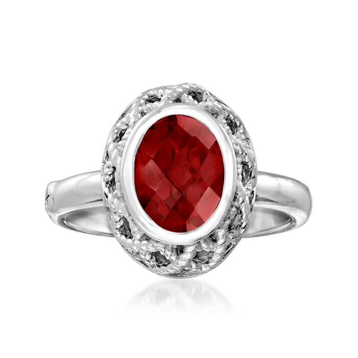 Andrea Candela &quot;Rioja&quot; 2.20 Carat Oval Garnet Ring in Sterling Silver