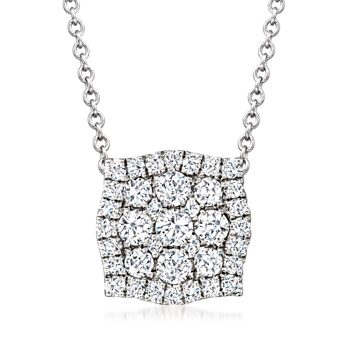 .50 ct. t.w. Diamond Mosaic Square Cluster Pendant Necklace in 14kt White Gold
