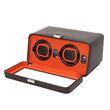 &quot;Windsor&quot; Brown and Orange Double Watch Winder with Cover by Wolf Designs