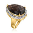 13.00 Carat Smoky Quartz and .40 ct. t.w. White Topaz Ring in 18kt Gold Over Sterling