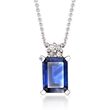 1.15 Carat Sapphire Pendant Necklace with Diamond Accents in 14kt White Gold