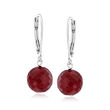 15.00 ct. t.w. Ruby Bead Jewelry Set: Pendant Necklace and Drop Earrings in Sterling Silver