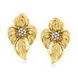 C. 1960 Vintage .30 ct. t.w. Diamond Floral Clip-On Earrings in 18kt Yellow Gold