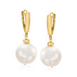 11.5-12.5mm Cultured Pearl Drop Earrings in 14kt Yellow Gold
