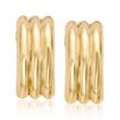 14kt Yellow Gold Curved Three-Row Clip-On Earrings
