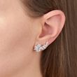 3.22 ct. t.w. CZ Floral Ear Crawlers in Sterling Silver