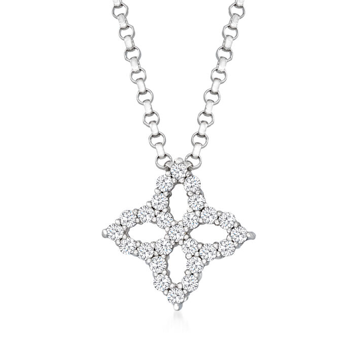 Roberto Coin &quot;Princess Flower&quot; .16 ct. t.w. Diamond Flower Necklace in 18kt White Gold
