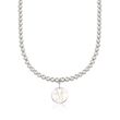 Italian 6mm Sterling Silver Bead Necklace with Personalized Disc Charm