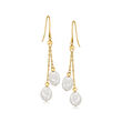 6-7mm Cultured Pearl Double-Drop Earrings in 14kt Yellow Gold