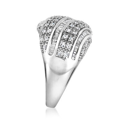 1.00 ct. t.w. Diamond Wave Dome Ring in 14kt White Gold
