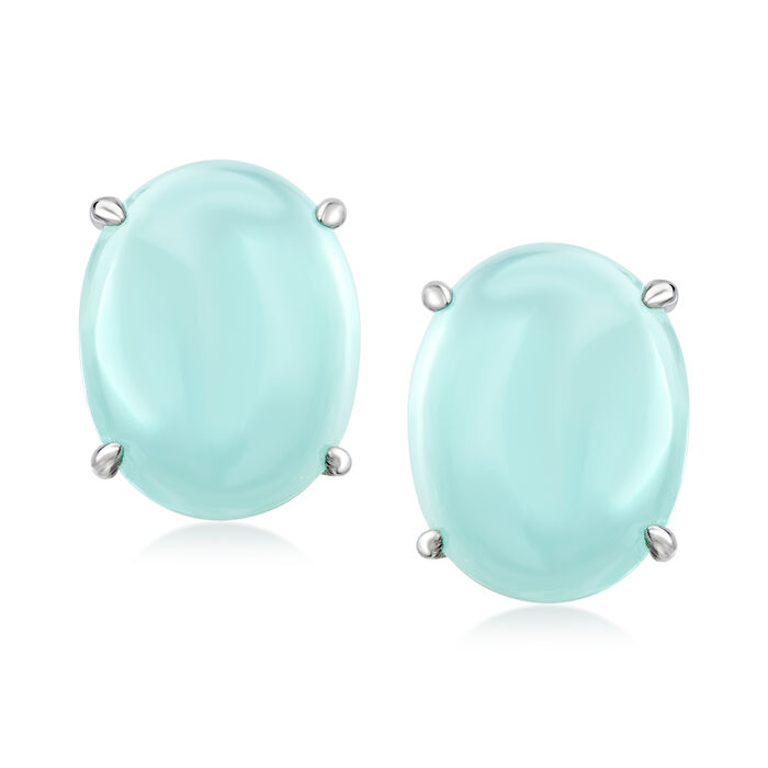 Blue Chalcedony Earrings in Sterling Silver