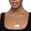 Mother-of-Pearl Bali-Style Shell Pendant Necklace in Sterling Silver with 18kt Yellow Gold 18-inch