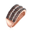 1.70 ct. t.w. Brown and White CZ Ring in 18kt Rose Gold Over Sterling