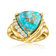 Turquoise and .15 ct. t.w. Diamond Ring in 18kt Gold Over Sterling