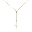 14kt Yellow Gold Three Cross Y-Necklace with Diamond Accent