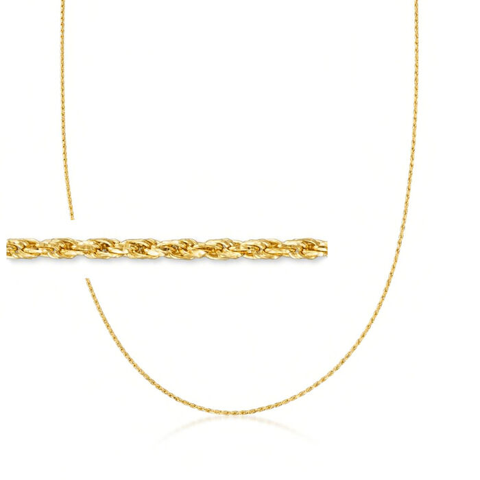 1mm 14kt Yellow Gold Adjustable Rope-Chain Necklace