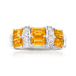 C. 2000 Vintage 1.57 ct. t.w. Citrine and .26 ct. t.w. Diamond Two-Row Ring in Platinum