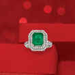 3.00 Carat Emerald and 1.60 ct. t.w. Diamond Ring in 14kt White Gold