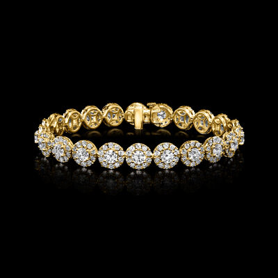 10.00 ct. t.w. Lab-Grown Diamond Halo Bracelet in 14kt Yellow Gold