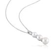 6-8.5mm Graduated Cultured Button Pearl Trio Drop Necklace With Diamond Accents in Sterling