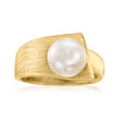 8-8.5mm Cultured Pearl Ring in 18kt Gold Over Sterling
