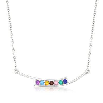 Personalized Bypass Necklace in 14kt Gold - 3 to 7 Birthstones