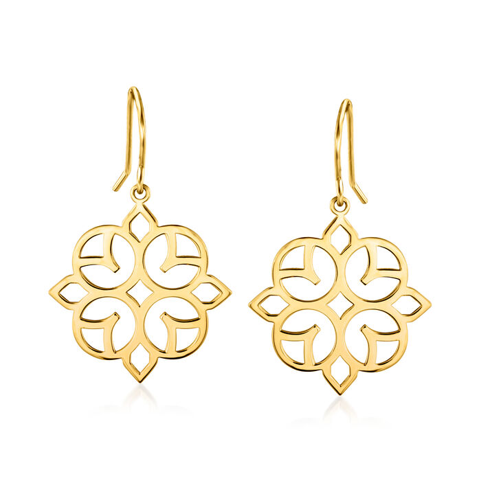 14kt Yellow Gold Floral Filigree Drop Earrings
