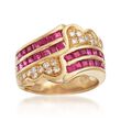 C. 1980 Vintage 1.88 ct. t.w. Ruby and .25 ct. t.w. Diamond Ring in 18kt Yellow Gold