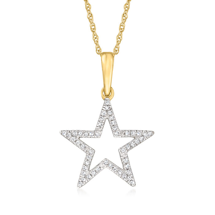 Diamond-Accented Star Pendant Necklace in 10kt Yellow Gold