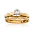 C. 1980 Vintage .35 Carat Diamond Bridal Set: Engagement and Wedding Rings in 10kt and 14kt Yellow Gold
