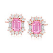 2.20 ct. t.w. Pink Sapphire and .88 ct. t.w. Diamond Earrings in 14kt Rose Gold