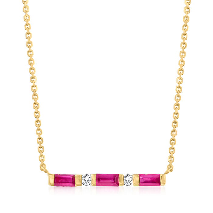 .50 ct. t.w. Ruby and Diamond-Accented Bar Necklace in 14kt Yellow Gold