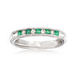 .20 ct. t.w. Emerald and .10 ct. t.w. Diamond Ring in 14kt White Gold