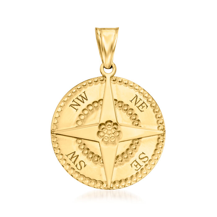 Italian 14kt Yellow Gold Personalized Compass Pendant