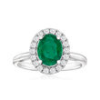 1.60 Carat Emerald Halo Ring with .40 ct. t.w. Diamonds in 14kt White Gold