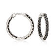 2.00 ct. t.w. Black Diamond Inside-Outside Hoop Earrings in Sterling Silver