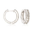 1.50 ct. t.w. Baguette and Round Diamond Hoop Earrings in Sterling Silver