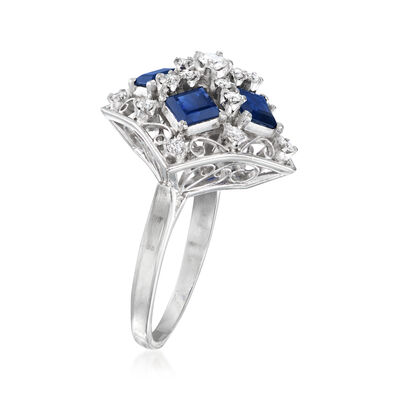 C. 1985 Vintage 1.70 ct. t.w. Sapphire and .38 ct. t.w. Diamond Ring in Platinum