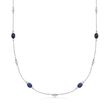 7.00 ct. t.w. Sapphire and .13 ct. t.w. Diamond Station Necklace in Sterling Silver