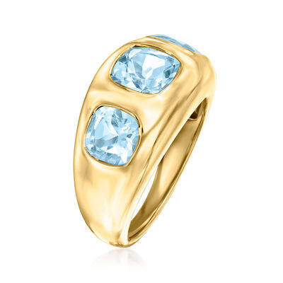 4.20 ct. t.w. Sky Blue Topaz Three-Stone Ring in 18kt Gold Over Sterling