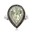 3.60 Carat Prasiolite and .19 ct. t.w. Diamond Ring in Sterling Silver