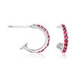 .50 ct. t.w. Ruby and .10 ct. t.w. Diamond Removable Angel Wing Drop Earrings in Sterling Silver