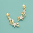 Diamond Accent Star Ear Crawlers in 14kt Yellow Gold
