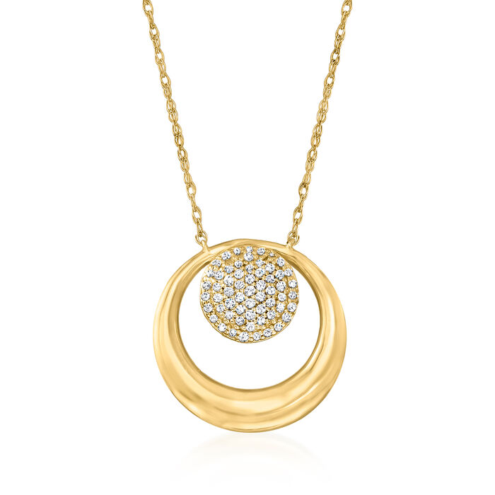 .10 ct. t.w. Pave Diamond Circle Necklace in 14kt Yellow Gold
