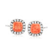 Coral and .30 ct. t.w. White Topaz Earrings in Sterling Silver